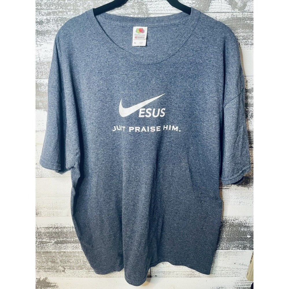 Vintage Jesus Just Praise Him God Preacher Shirt Bootleg Nike Swoosh Logo